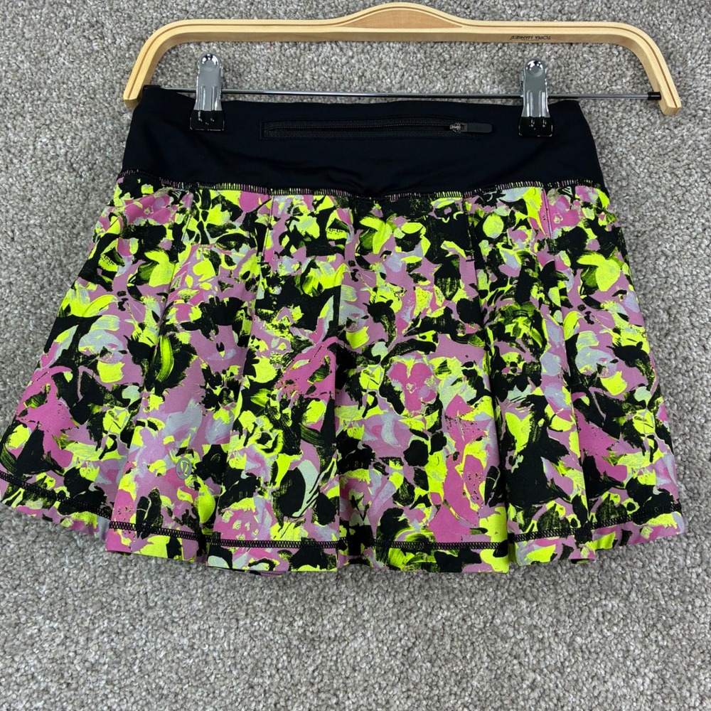 Lululemon Pace Rival Skort Size 0 Neon Floral Tennis Golf Running Athletic Gym